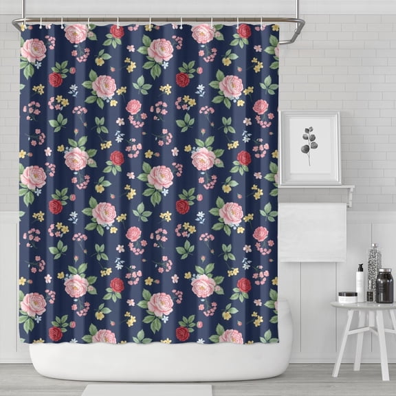 Pioneer Flower Floral Print Pattern Shower Curtain 84"x72", Bathroom Decorative Shower Curtain Set with 12 Hooks, Waterproof Washable