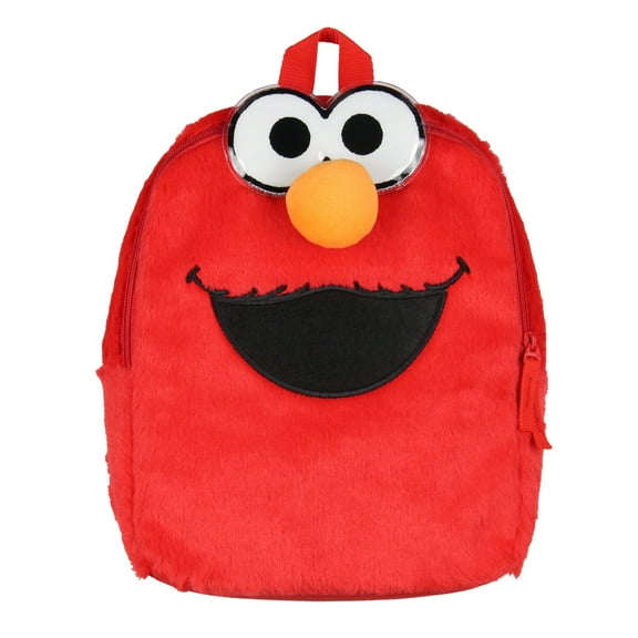 Sesame Street Plush Furry Elmo Smile Face 12 Inch Backpack For Daily Use Travel Daypack