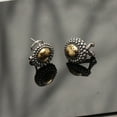 thumbnail image 4 of LeCalla 925 Sterling Silver Jewelry Antique Round Two-Tone Dome Omega Back Stud Earrings for Women and Teen 15MM, 4 of 8