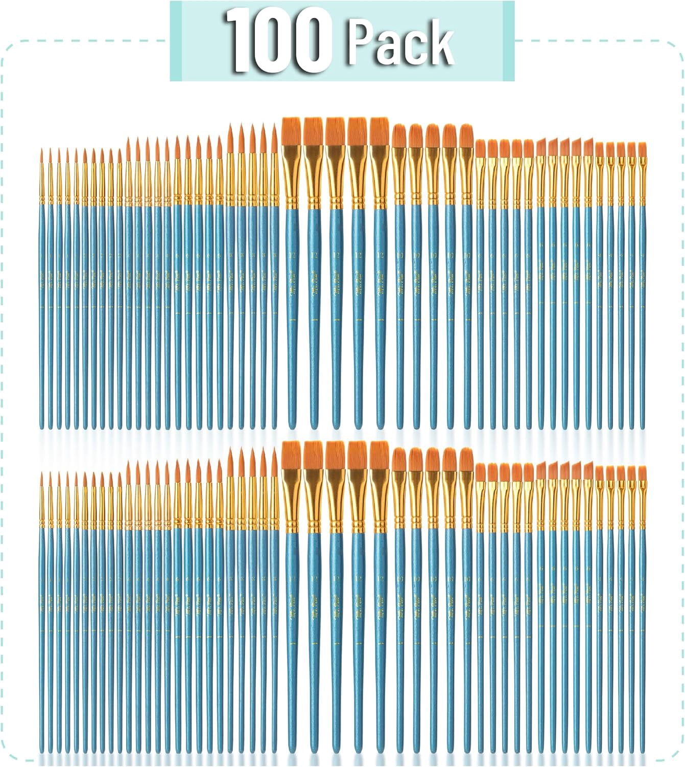 JJEAN-- Paint Brushes, 100 pcs, Paint Brushes for Acrylic Painting, Paintbrushes Bulk