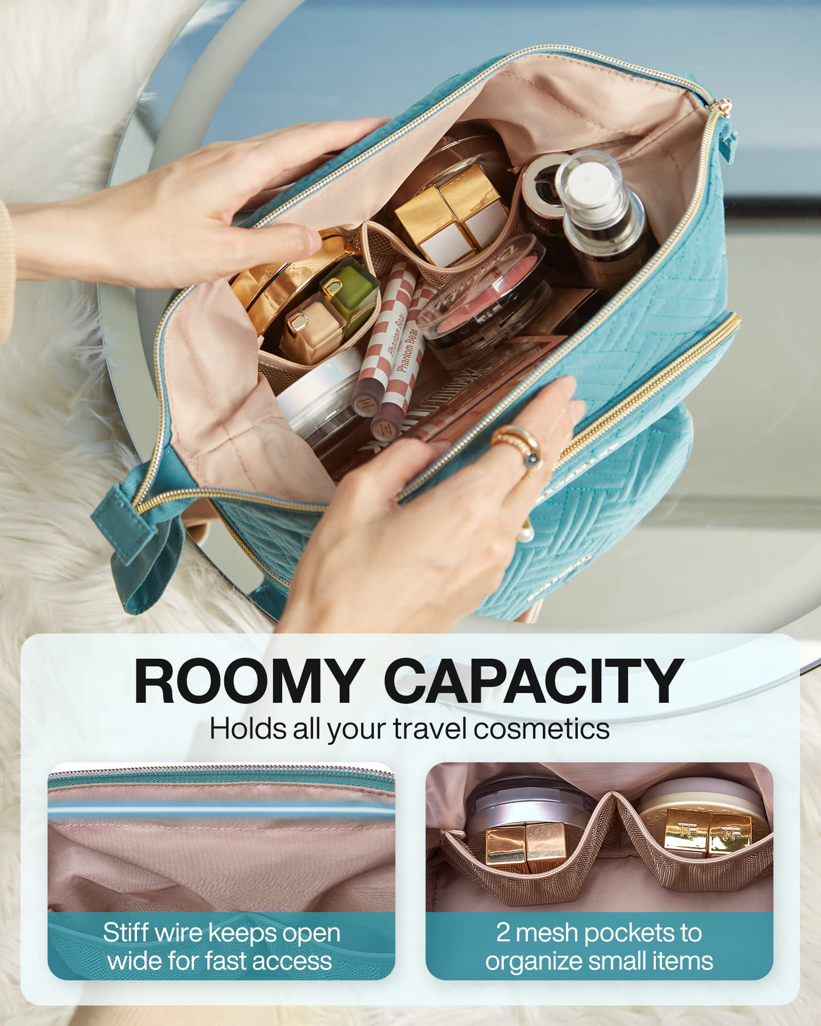 Women Large-capacity Makeup Bag Cosmetic Toiletries Storage Travel Organizer⭐
