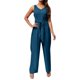thumbnail image 2 of Mono sin mangas con cuello en V y pierna ancha para mujer - Mono con cintura ajustable para llevar en verano en ocasiones informales, 2 of 5