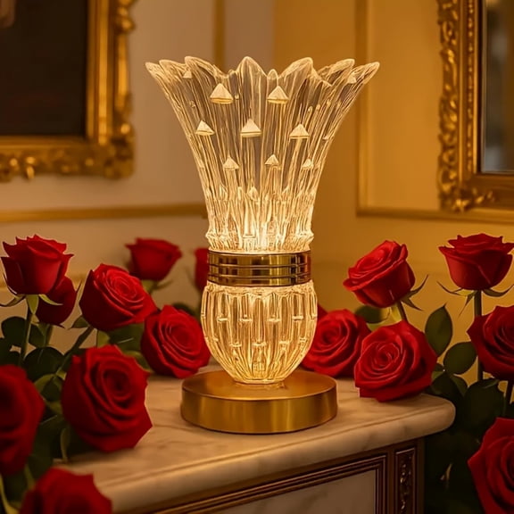 Touch Crystal Bedside Lamps, 3 Color Mode Dimmable LED Lamp, Elegant Vase Decorative Table Lamp for Living Room, Bedroom Study Office