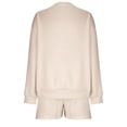 thumbnail image 4 of Shorts and Sweatshirt Set for Women Comfy Matching Sets Women College Outfits for Women Fall Lounge Sets Casual Set Fall Sets Cute Matching Sets，Beige，L, 4 of 5
