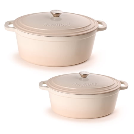 Unbranded Neo 4Pc Cast Iron Cookware Set, 5qt. & 8qt. Oval Dutch Ovens, Matching Lids, Meringue