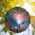 thumbnail image 3 of 3D Metal Hanging Wind Spinners - Vibrant Cityscape with Colorful Fireworks & Green Leaves Design for Yard and Garden Decor, 3 of 6