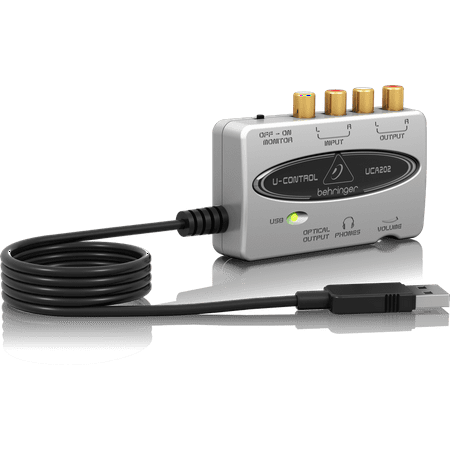 Silver Cordless Receivers Behringer U-Control UCA202 Ultra-Low Latency 2 In/2 Out USB/Audio Interface with Digital Output ()