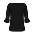 thumbnail image 6 of iHengLiXing Spring Tops for Womens Dressy Casual Women's Short Sleeves 3/4 Sleeves Casual Pullover Blouse T-shirt Black XXL, 6 of 8