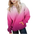 thumbnail image 2 of Eltusu Girls Pullover Hoodies, Casual Gradient Long Sleeve Thermal Sweatshirts with Pockets Hot Pink Size 4-14 T, 2 of 7