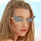 thumbnail image 5 of de sol estilo estilo retr mujer Protección estrecha Marco puntiagudo Gris Colcomx anteojos ojo de gato, 5 of 8