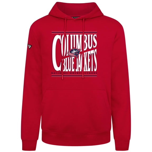 Men's Levelwear  Red Columbus Blue Jackets Podium Powerhouse Pullover Hoodie