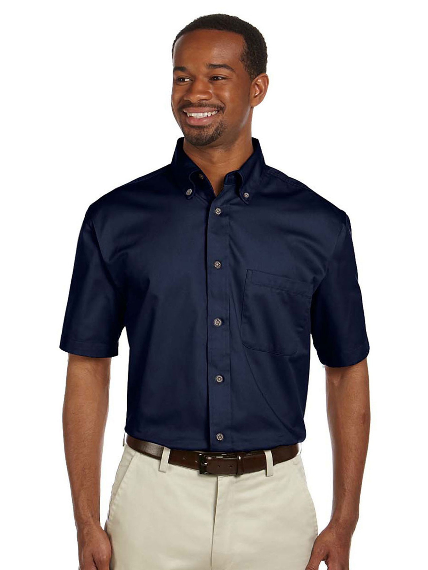 mens short sleeve navy blue dress shirt