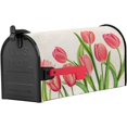 thumbnail image 2 of Tulip Magnetic Mailbox Cover - Mother''s Day Rustic Watercolor Pink Tulip Spring Flower Floral Mailbox Covers Standard Size 21x18inch Polyester Mailbox Wraps Cover For Home Garden Outdoor Decoration, 2 of 6