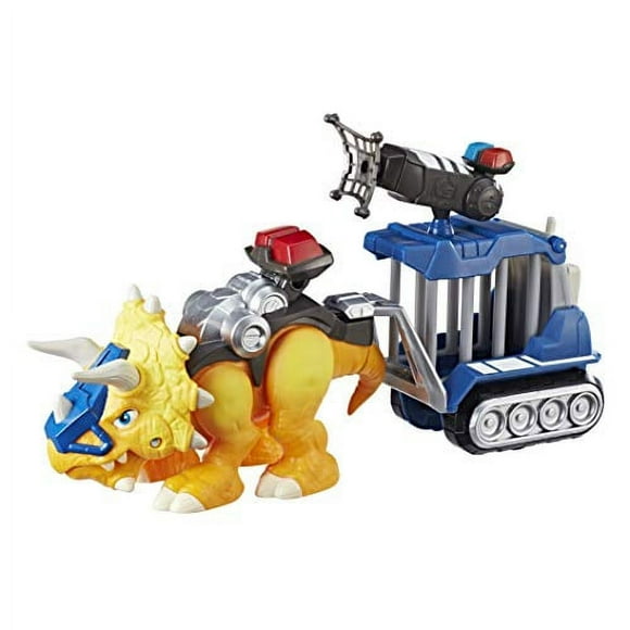 Chomp Squad Playskool Officer Lockup, Triceratops Dinosaur Figure, Police Toy with Pretend Jail Cell, Dinosaur Toy for Kids 3 Years and Up