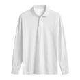 thumbnail image 7 of Hearthz S-4XL Men’s Polo Shirts V-Neck Collared Cotton Long Sleeve Shirt Men Big and Tall Men Plain T Shirts White S, 7 of 7