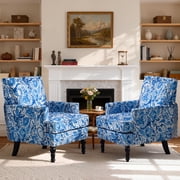 LEGAHOME Vintage Accent Chair, Upholstered Armchair with Nailhead Trim, Linen Fabric Arm Chair Comfort Reading Chair Lounge Chair for Living Room Bedroom Sunroom, Blue(1PC)