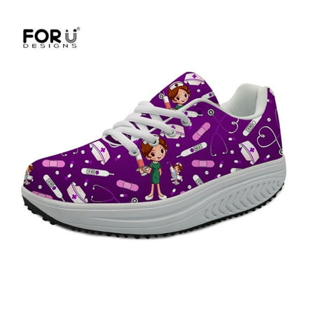 

2024 New Fashion Woman Platform Shoes Cartoon Nurse/Doctor Pattern Swing Shoes Casual Spring/Autumn Female Footwear