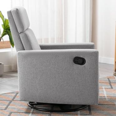 Modern Gray Upholstered Rocker Nursery Chair with Plush Seating, Glider, Swivel, Recliner - Comfortable and Stylish Seating for Parents and Baby