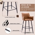 thumbnail image 5 of Dayalane 30" Bar Stools Set of 2, Modern Faux Leather Upholstered Barstools with Back and Footrest, Kitchen Island Bar Stools with Armrests for Pub Home Bar Dining Room Bistro, Brown, 5 of 12