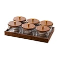 thumbnail image 4 of Juego de bandejas de frutas secas divididas, botellas de almacenamiento de vidrio, bandeja decorativa para aperitivos con tapas de madera, organizador 6 compartimentos, 4 of 8