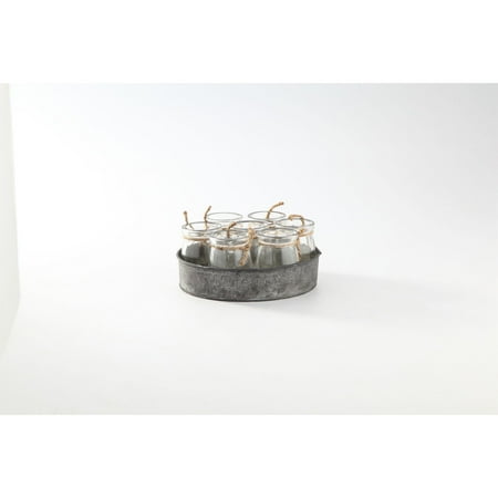 

7.5 Clear Handblown Glass with Gray Round Tray