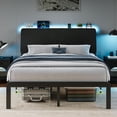 thumbnail image 1 of iPormis Queen Size Bed Frame with Ergonomic Storage Headboard & Charging Station, LED Platform Bed Frame, Heavy Duty Metal Slats, No Box Spring Needed, Easy Assembly,Black, 1 of 9