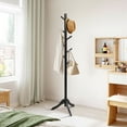 thumbnail image 2 of Costway Wooden Coat Rack Stand Entryway Hall Tree 2 Adjustable Height with 8 Hooks Black, 2 of 12