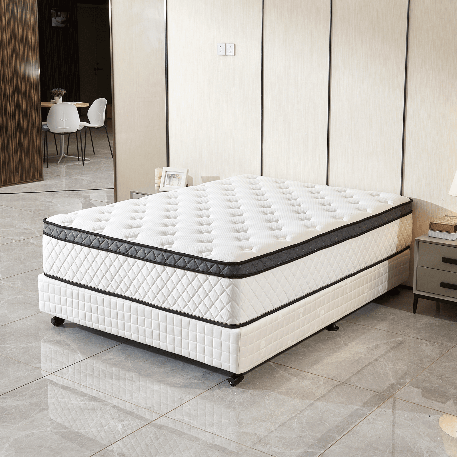 Sentryse 12" Queen Euro Top Hybrid Mattress, Medium Firm Mattress in a Box
