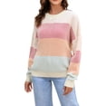 thumbnail image 1 of Gibobby Sueteres Para Mujeres Calientitos Elegantes Suéter de punto de tamaño para mujer, informal, holgado, de talla grande, con bloque de color, cuello redondo(Beige,XG), 1 of 6