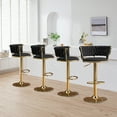thumbnail image 3 of Velvet Swivel Bar Stools Set of 4, Adjustable Height Barstools with Woven Back and Footrest for Kitchen Island, Dining Room, Black, 3 of 10