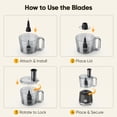 thumbnail image 4 of Plum Chef 10.5-Cup Food Processor and Vegetable Chopper, 5 Stainless Steel Blades & Dough Blade, 3 Modes for Slicing, Shredding & Kneading, Dishwasher Safe, Black, 4 of 6