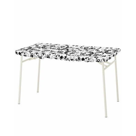

Abstract Floral Elastic Fitted Tablecloth Waterproof Table Cover Wipeable Table Cloth Protector for Outdoor Indoor Picnic Party Universal Rectangle 8ft Black White Bohemian Printed