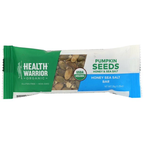 Health Warrior Pumpkin Seed Bar, Honey Sea Salt, 35 G., Pack Of 12