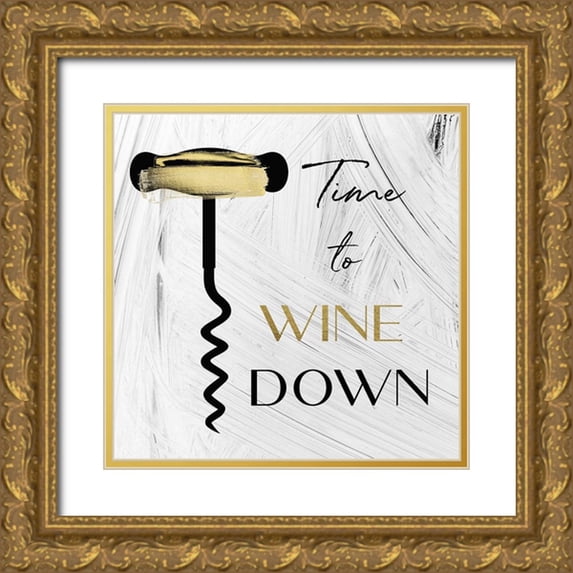 Sommers, Mindy 20x20 Gold Ornate Wood Framed with Double Matting Museum Art Print Titled - Time to Wine Down