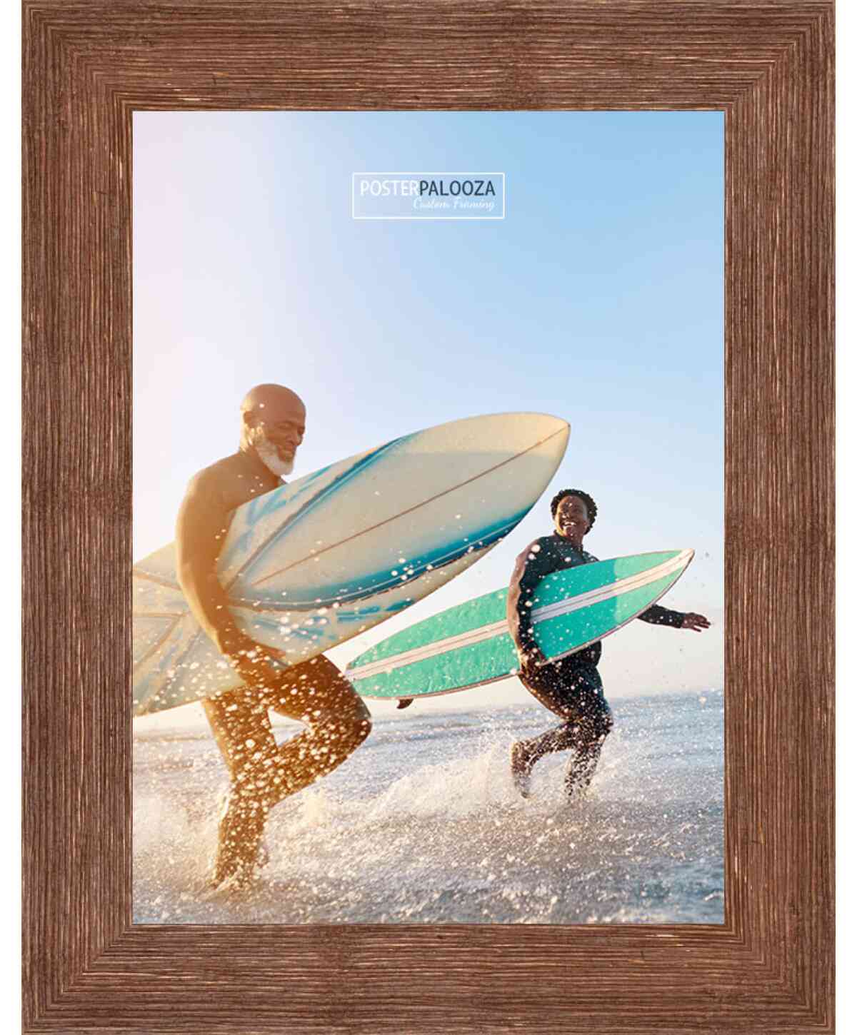 18x24 Brown Rustic Wide Barnwood Picture Frame - UV Acrylic, Foam Board Backing, Hanging Hardware