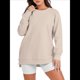 thumbnail image 3 of Sudaderas de Gran Tamaño para Mujer, Cuello Redondo, Larga, Sudaderas con Cremallera Lateral, Ropa de Otoño 2025 Crema M, 3 of 9