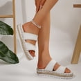 thumbnail image 4 of Rokment Stitching Espadrilles Platform Beach Sandals for Women Fashion Casual Height Increasing Flatform Comfortable Walking Chunky Flat Dress Slip on Slides Summer Vacation White Size 7.5, 4 of 6