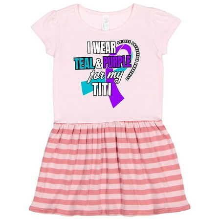 

Inktastic Suicide Prevention I Wear Teal and Purple for My Titi Gift Toddler Girl Dress
