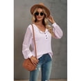 thumbnail image 6 of Anbech Women's Lace Splicing Blouse V Neck Shirt Splice Long Sleeve Loose Casual Solid Color Tops, 6 of 7