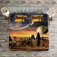 thumbnail image 3 of Ambesonne Alien Quilted Bedspread Set 3 Pcs, Planet Sci Fi Fantasy Art, Queen Size, Multicolor, 3 of 3
