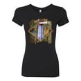 thumbnail image 2 of Living Life In The Sun Surfboards Sunsets Lighthouse Pop Culture Womens Slim Fit Junior Tee, Black, Small, 2 of 3