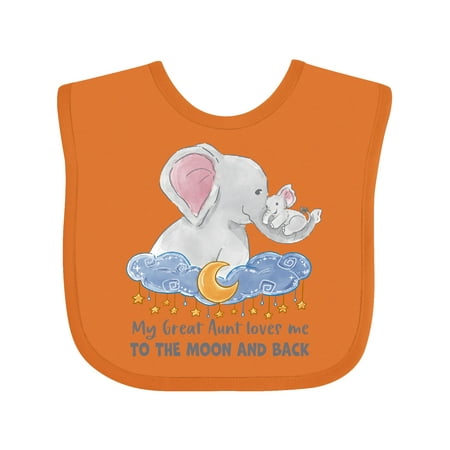 

Inktastic My Great Aunt Loves Me to the Moon and Back Elephant Family Gift Baby Boy or Baby Girl Bib