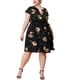 thumbnail image 2 of Vestido de talgrande pamujer con cuello en V y cinturón de verano vestidos florales Negro 4X, 2 of 6