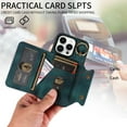 thumbnail image 2 of Dteck for iPhone 11 Case with Card Holder, Retro PU Leather Wallet Case with Rotating Ring Kickstand, Slim Back Protective Cover Case for iPhone 11,Green, 2 of 7