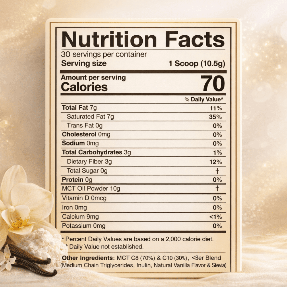 Dr. Colbert, MD MCT Oil Powder | French Vanilla Flavor | by Divine Health | Keto Zone | 70% C8 | 30% C10 | 0 Net Carbs | Gluten Free | 30 Day Supply | 315g