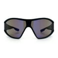 thumbnail image 4 of Wrap Curved Color Mirror Oversize Shield Sport Plastic Sunglasses Black - Blue Mirror, 4 of 8