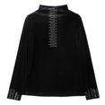 thumbnail image 5 of Arlun Women's Neck Velvet Tops Long Sleeve Dressy Work T-Shirts Casual Fashion Comfy Rhinestone Velour Plus Size Blouse Base Layer Tee for Warmth and Style Black L, 5 of 8