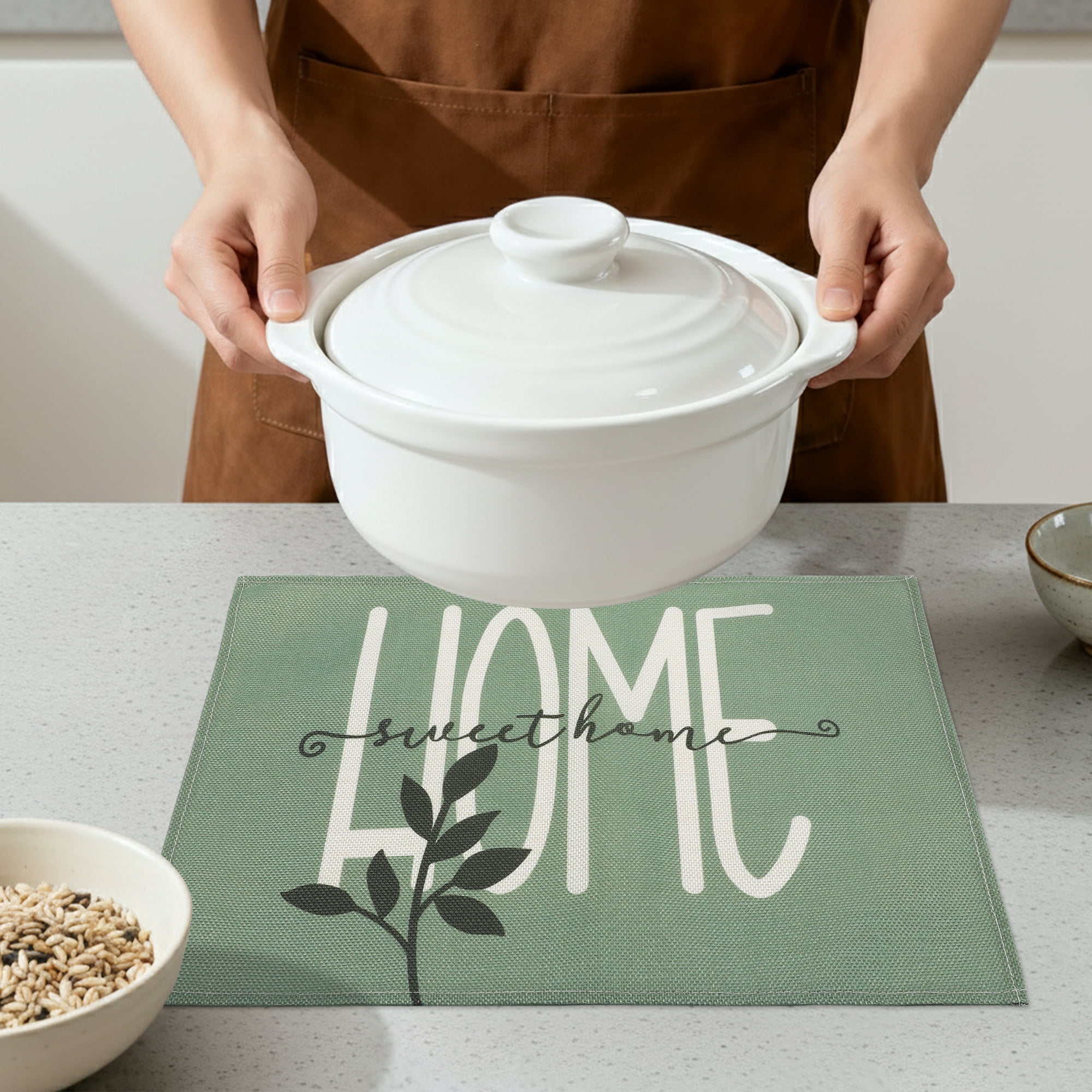 Unique Bargains Plastic Placemats Set of 6 for Dining Table Decor Indoor Home Letters