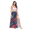 thumbnail image 2 of FORMRS Womens Beach Sarong Semi-Sheer Bikini Wrap Skirt Swimsuit Cover-ups, Stars Abstract Lines, 2 of 7