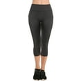 thumbnail image 2 of Women's Knee Length Capri Leggings with Pockets High Waisted Workout Exercise Yoga Pants, Dark Grey Small, 1 Pack, 2 of 3